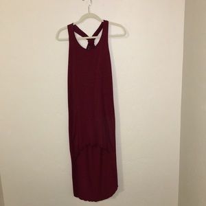 Midi High-Low Tank Maroon Dress